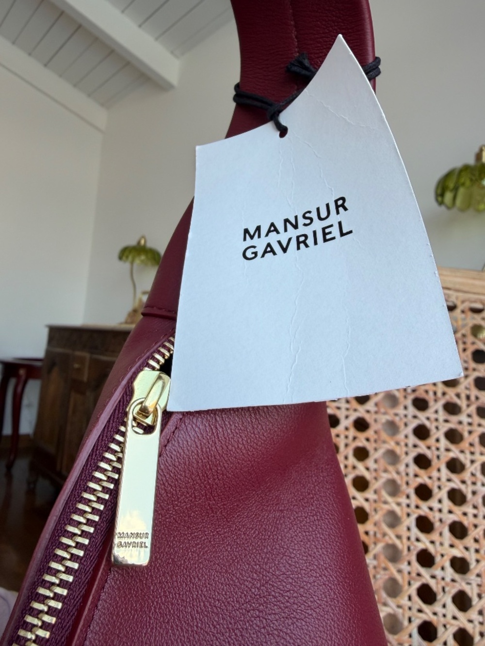 Mansur Gavriel Large Maxi Candy Hobo Leather Bag Red Oxblood - Picture 6 of 12